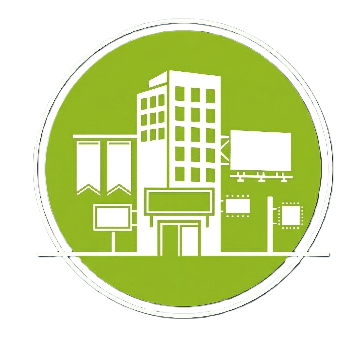 Icon Fassadenwerbung in Weiß